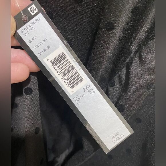 Tahari Black Polka Dot Layered Knit Dress 22W - Picture 3 of 6